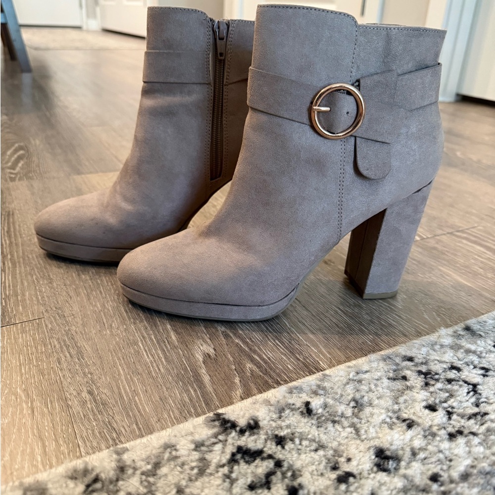 LC Lauren Conrad Taupe Heeled Boots